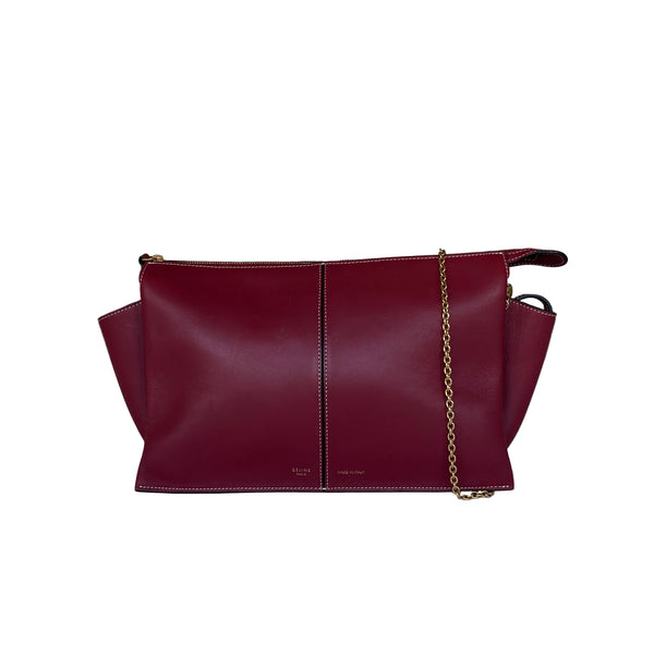 Sac à main Céline Trifold en cuir rouge