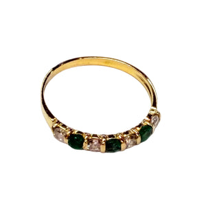 Bague or jaune 18k avec émeraude et zircon