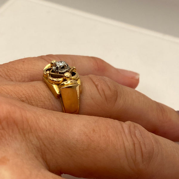 Bague Or Jaune et Platine 18 Carats - Taille 52/53