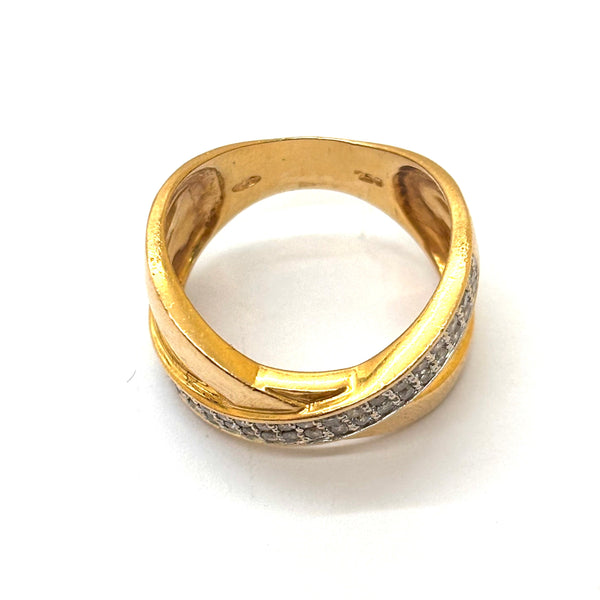 Bague en Or jaune 18K - 38 diamants - Taille 53 - 6.10g