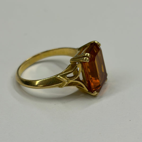 Bague en Or Jaune avec Citrine Fumée 18k