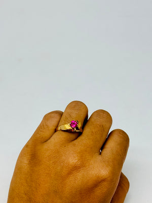 Bague Solitaire en Or Jaune 18K avec Oxyde de Zirconium