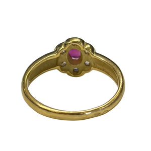 Bague en Or Jaune avec Rubis et Oxyde de Zirconium 18K