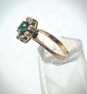 Jolie Bague Marguerite Émeraude Oxydes
