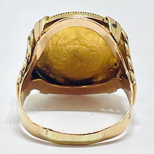 Bague pièce en Or Jaune 18K - Taille 59 - 7.49 Grs