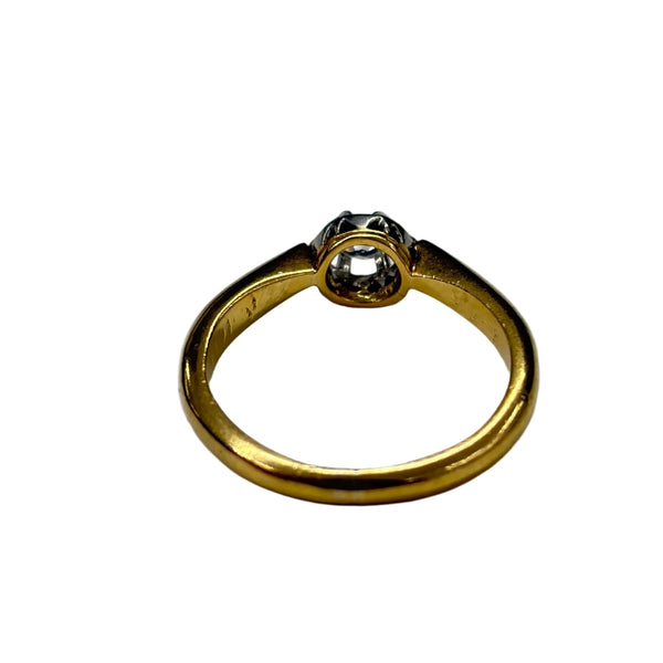Bague Solitaire Or Jaune et Gris avec Diamant 18K