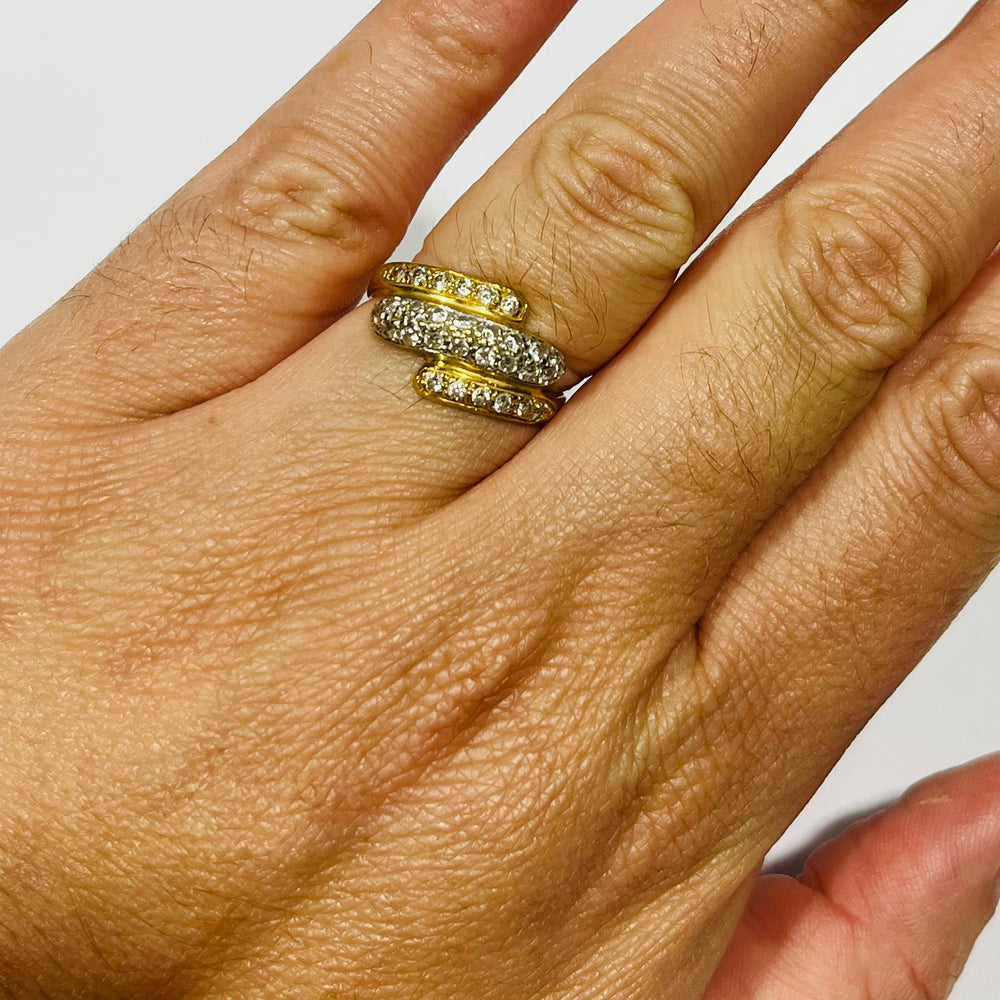 Bague en Or Jaune et Blanc 18K - 3.72 Grs - Taille 60