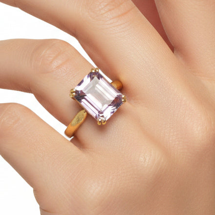 Bague Améthyste Or Jaune 18 Carats Taille 59.5