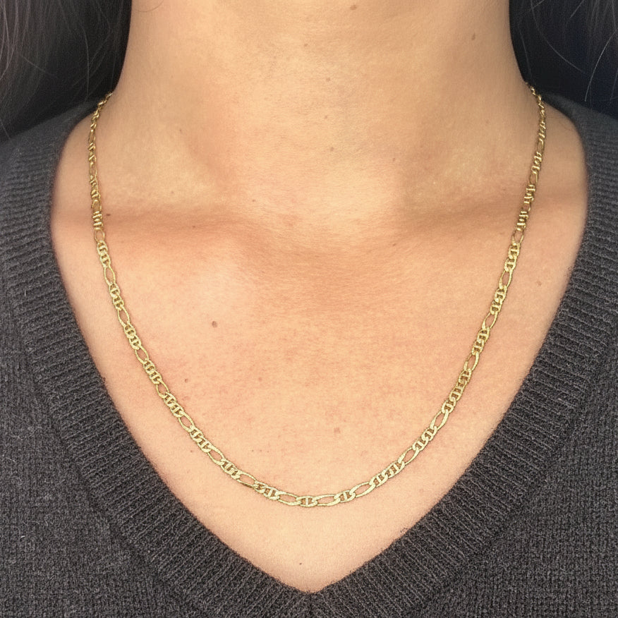 Collier chaîne maille figaro en Or Jaune 18K