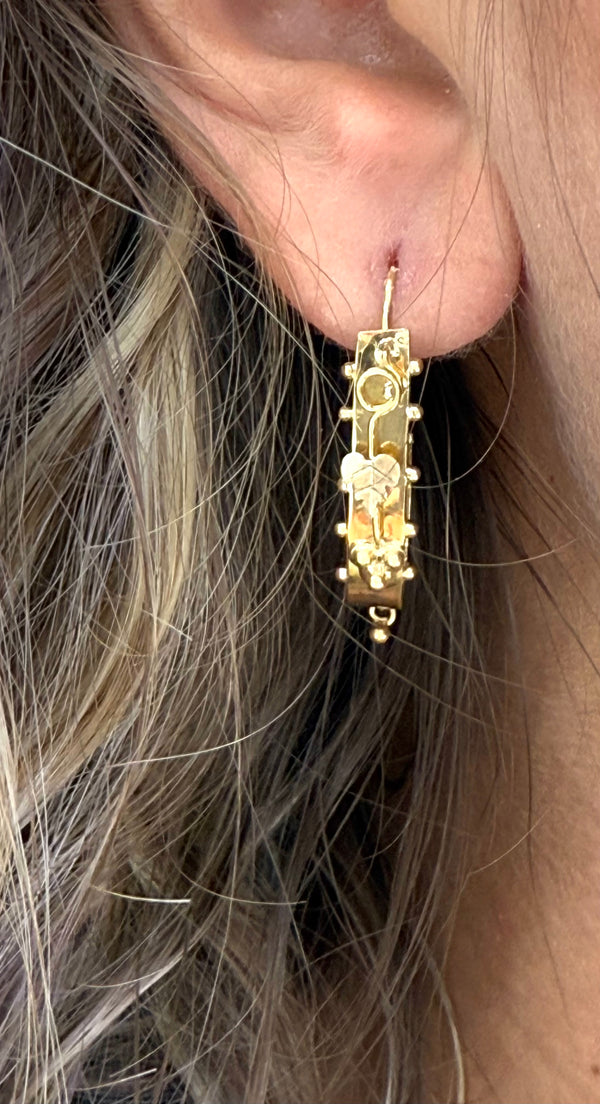 Boucles d'oreilles Or Jaune Dormeuses 18k 3.20 Grs