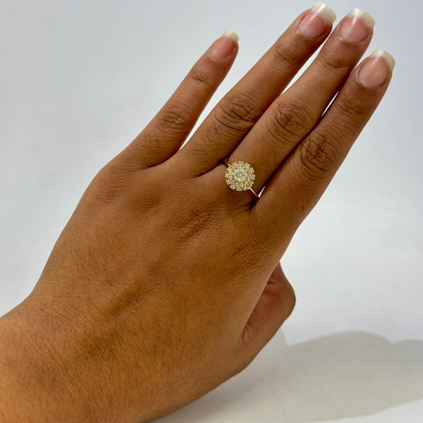 Bague en Or Jaune 18 K avec Oxyde de Zirconium - T 56