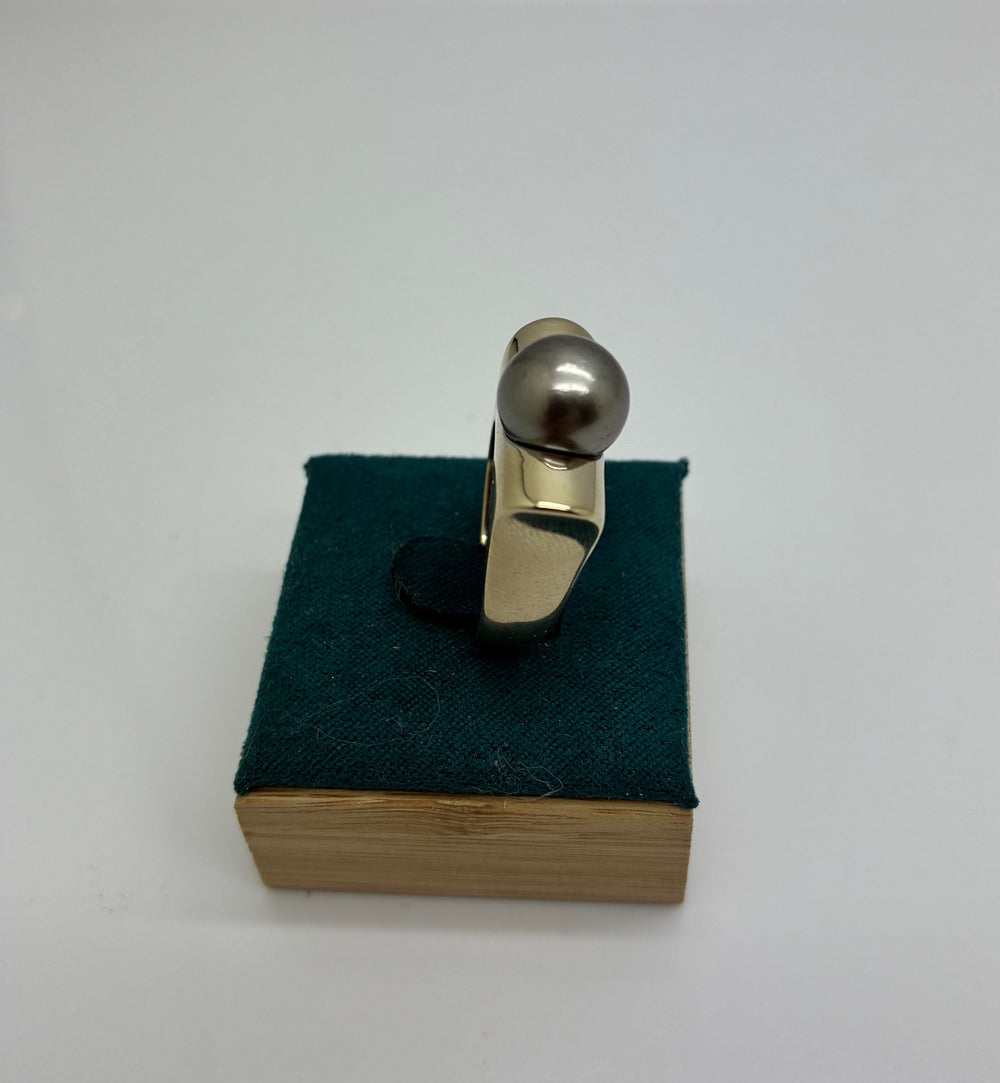Bague perle Tahiti en or blanc 18K Taille-52