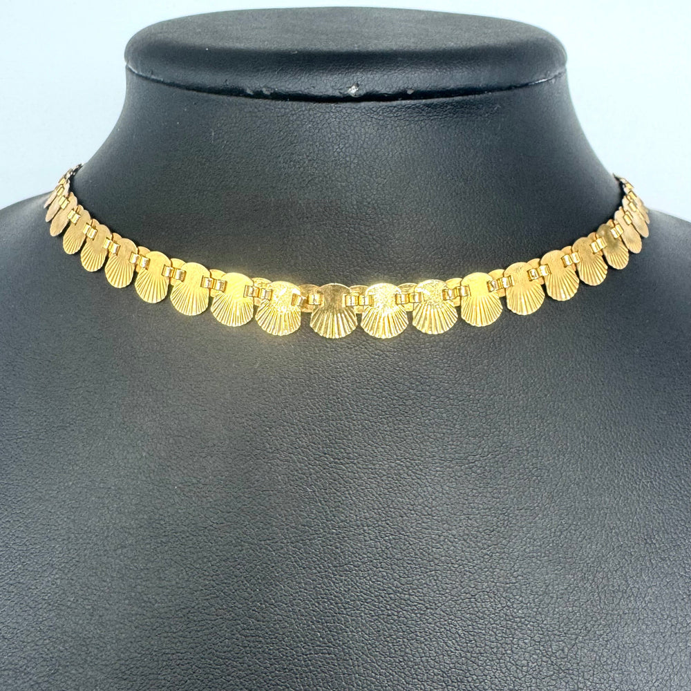 Collier Ras-du-Cou en Or Jaune 18 Carats et Maille Coquille Longueur -43,5