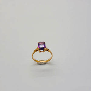 Bague en Or Jaune 18K avec améthyste unique 1.97 Grs - Taille 48