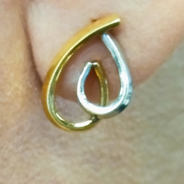 Boucles d'oreilles Or Jaune et Or Gris 18K