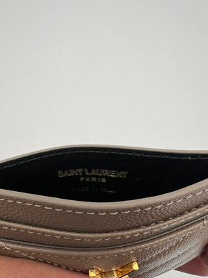 Porte-carte Saint Laurent en cuir grain de poudre beige