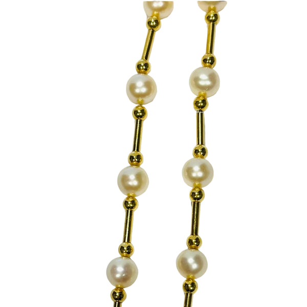 Collier Ras du Cou en Or 18K avec Perles - 43cm - 15.75gr