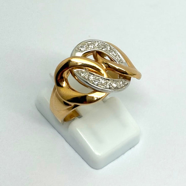 Bague Tank en Or Jaune 18k avec 14 Diamants - 7.13gr - T54
