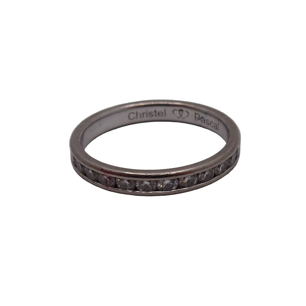 Alliance Or Blanc 18 Carats avec Diamants Taille 56