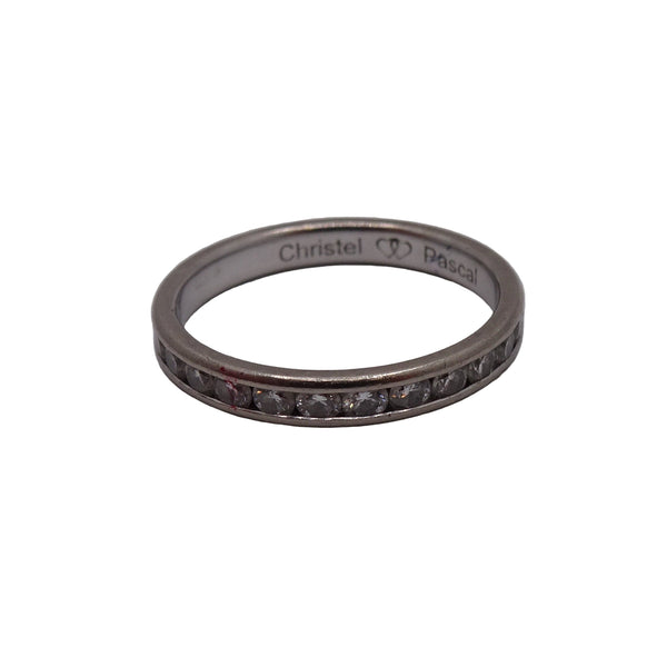 Alliance Or Blanc 18 Carats avec Diamants Taille 56