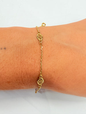 Bracelet maille filigrane en or jaune 18K