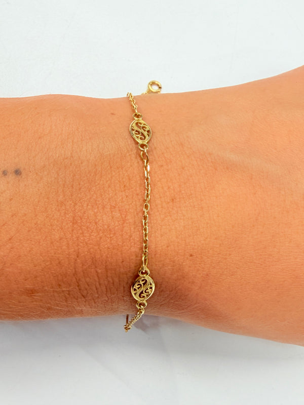Bracelet maille filigrane en or jaune 18K
