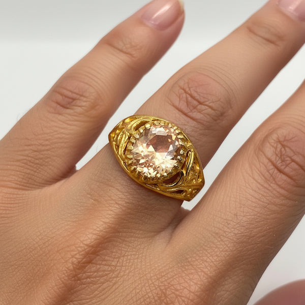 Bague Chevalière Or Jaune avec Oxyde 18K - 4Grs - T58