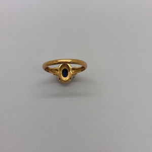 Bague en Or Jaune 18 Carats avec Diamants et Saphir Taille -54