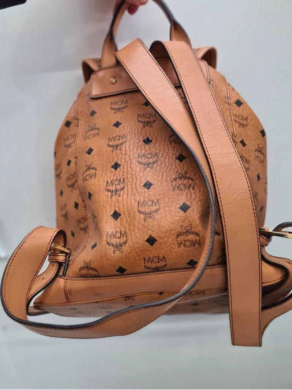 Sac à dos MCM Heritage Drawstring en cuir beige