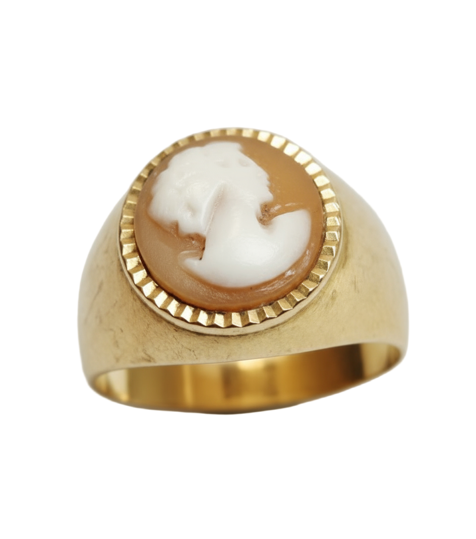Bague Camée en Or Jaune 18K Taille-54