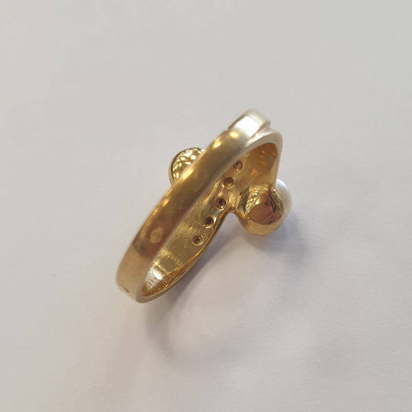 Bagues Or Jaune 18 K avec Perles et Oxydes - 4.58 Grs