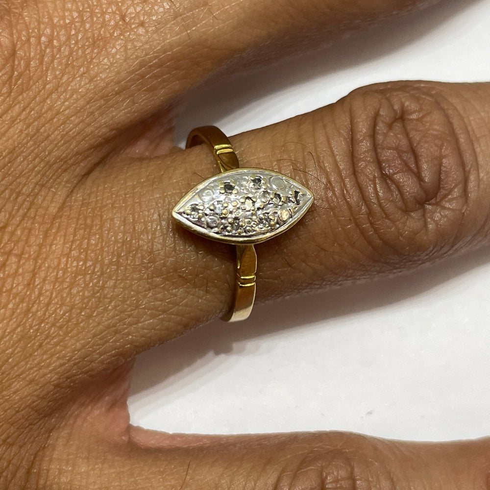 Bague Marquise en Or Jaune 18K - Taille 55