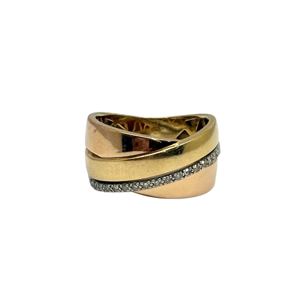 Bague Tank en 3 Ors 18 k avec Diamants