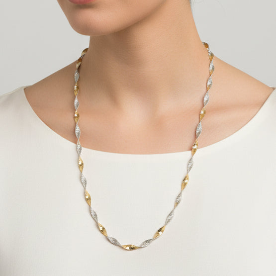 Collier torsadé en Or Jaune et Blanc 18K - 3.04Grs