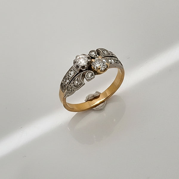 Bague ancienne en Or jaune 18K - Diamant- Taille 525 - 3.33G