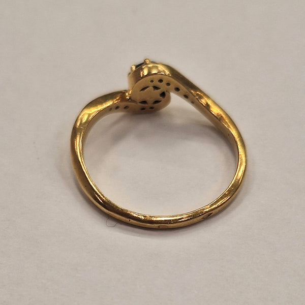 Bague Or Jaune 18 Carats Diamants et Saphir - T52