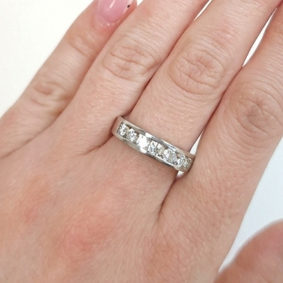 Bague Demi Tour Or Blanc 18 K - Taille 57 - 3.79 G