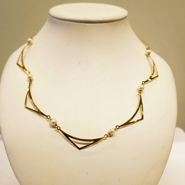Collier Princesse Or Jaune avec Perles 18k