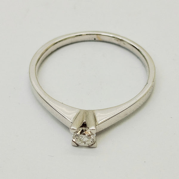 Solitaire en Or Blanc 18K Diamants- Taille 57 - 2.8G