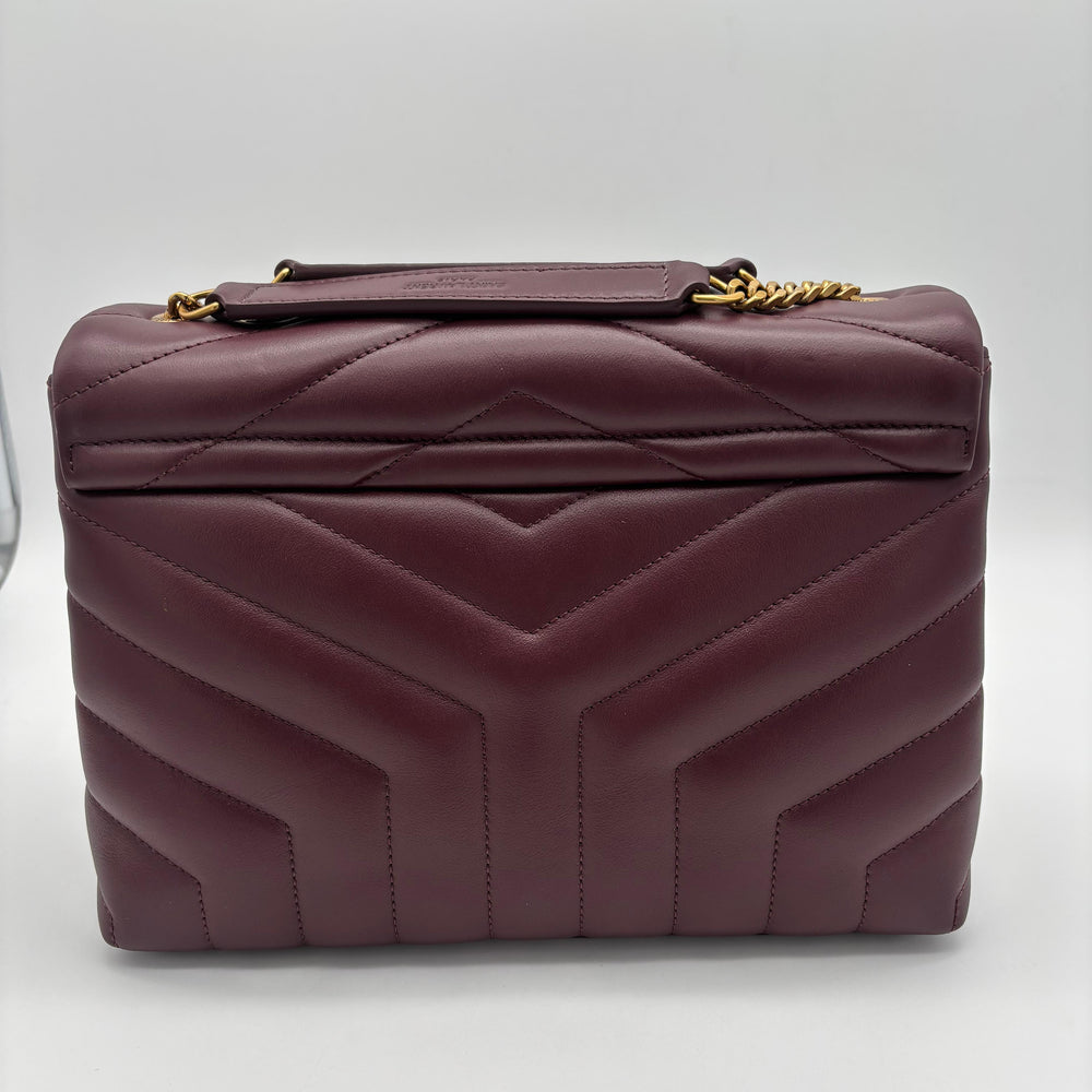 Sac bandoulière Saint Laurent Loulou en cuir bordeaux