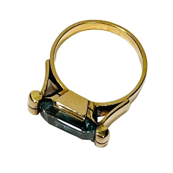 Bague Aigue Marine Or Jaune 18K Taille 52
