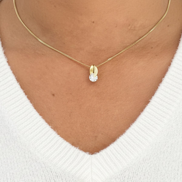 Pendentif Solitaire Or Jaune et Blanc 18 K