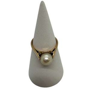 Bague en Or jaune 18 carats avec perle – Taille 53 3.86 Grs
