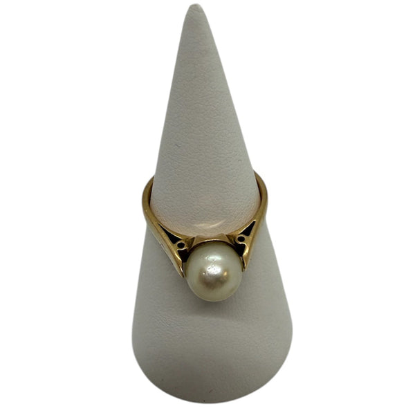 Bague en Or jaune 18 carats avec perle – Taille 53 3.86 Grs