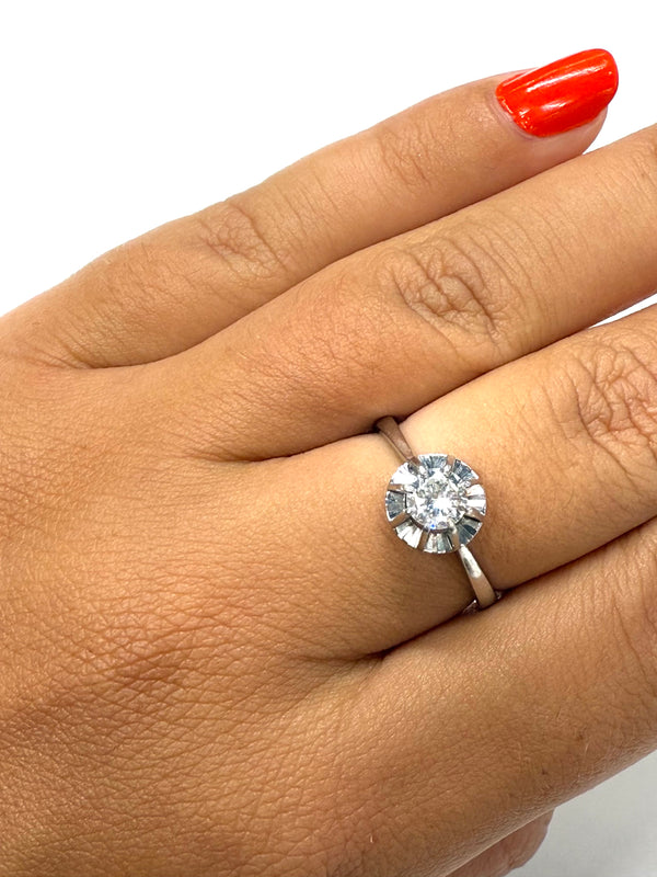 Solitaire en Or Blanc 18k avec Diamant 0.50 carats