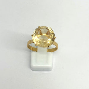 Bague Topaze Or Jaune 18 K - Taille 58 - 3.79 G