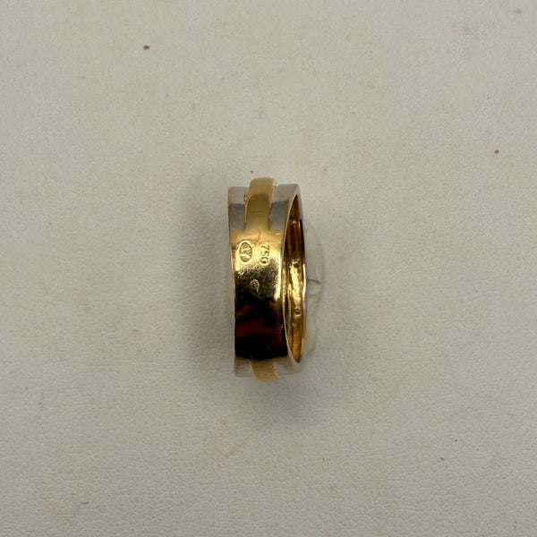 Bague en Or Jaune, Or Blanc 18K avec Diamants et Rubis 3.89 Grs Taille 54