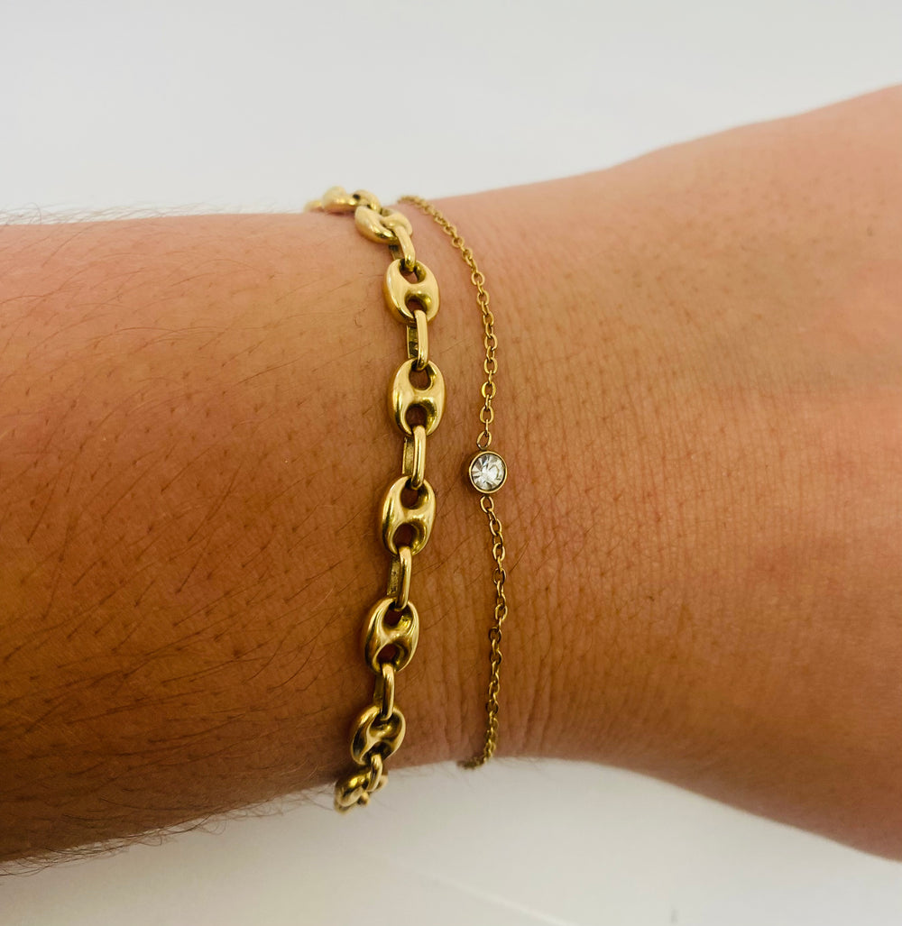 Bracelet or maille grain de café