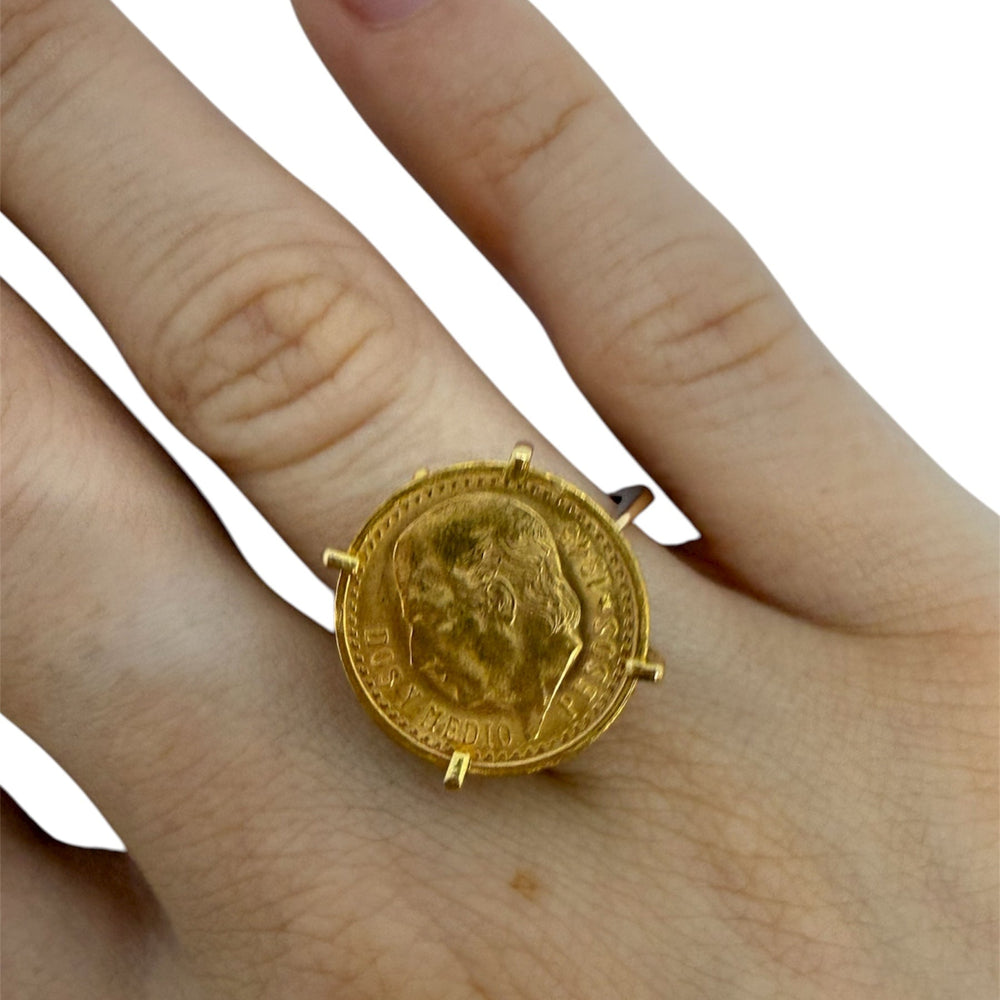 Bague porte pièce or jaune 20K Taille-50