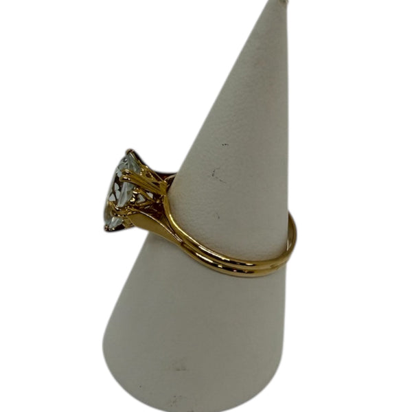 Bague Alliance Aigue Marine en Or Jaune 18K - 3.58g